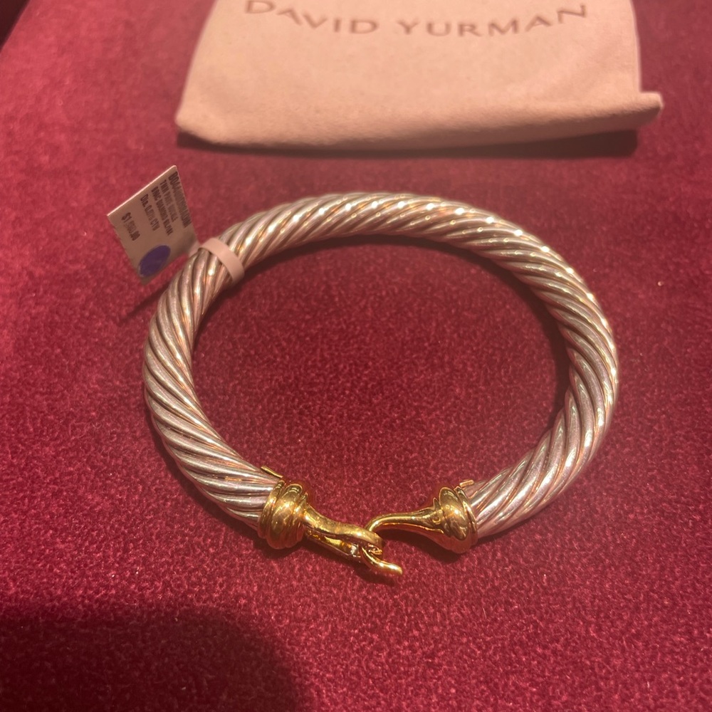 David Yurman buckle bracelet / bangle - silver, 18k gold, and diamonds - Picture 6 of 15